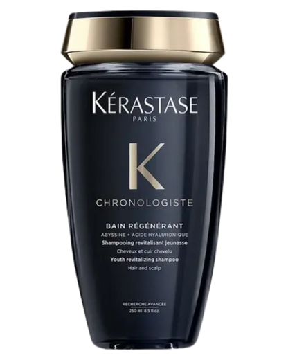Kérastase Chronologiste Bain Régénérant shampoo bottle on a black background