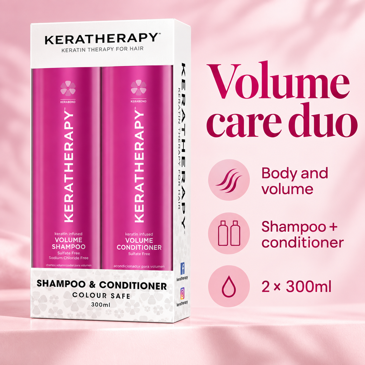 Keratherapy Volume Shampoo & Conditioner Duo 300ml — key product benefits