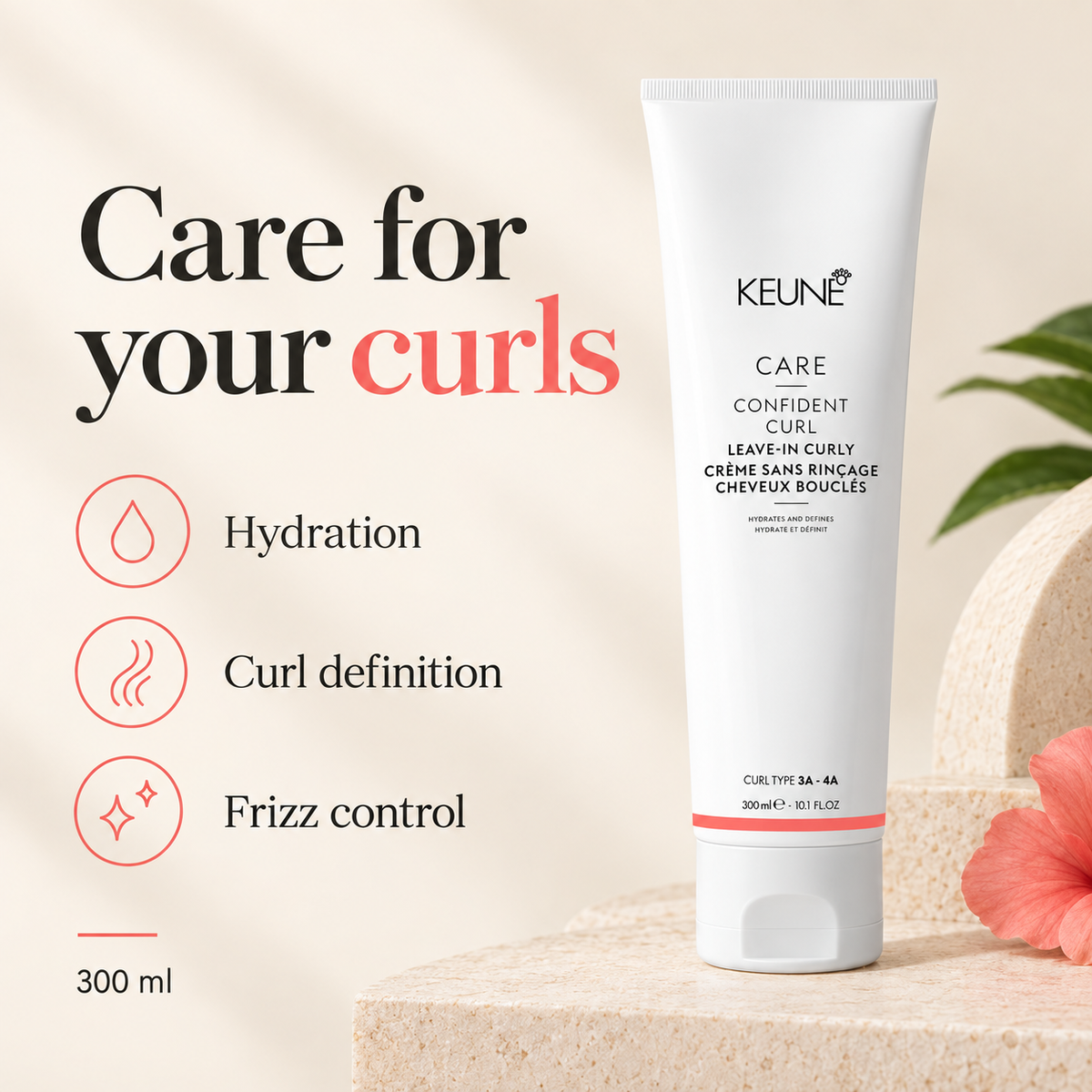 Keune Care Confident Curl Leave-In Curly benefits: Hydration, Curl definition, Frizz control