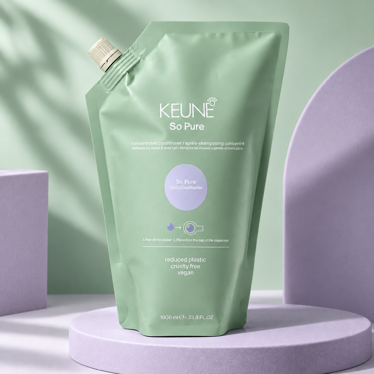 Keune So Pure Cool Conditioner Refill 1000ml — studio product photograph