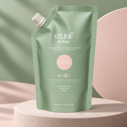 Keune So Pure Polish Shampoo Refill 400ml — studio product photograph