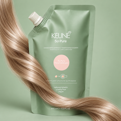 Keune So Pure Polish Shampoo Refill 400ml — close-up product detail