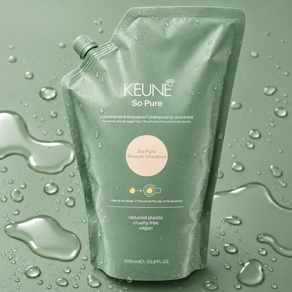 Keune So Pure Restore Shampoo Refill 1000ml — close-up product detail