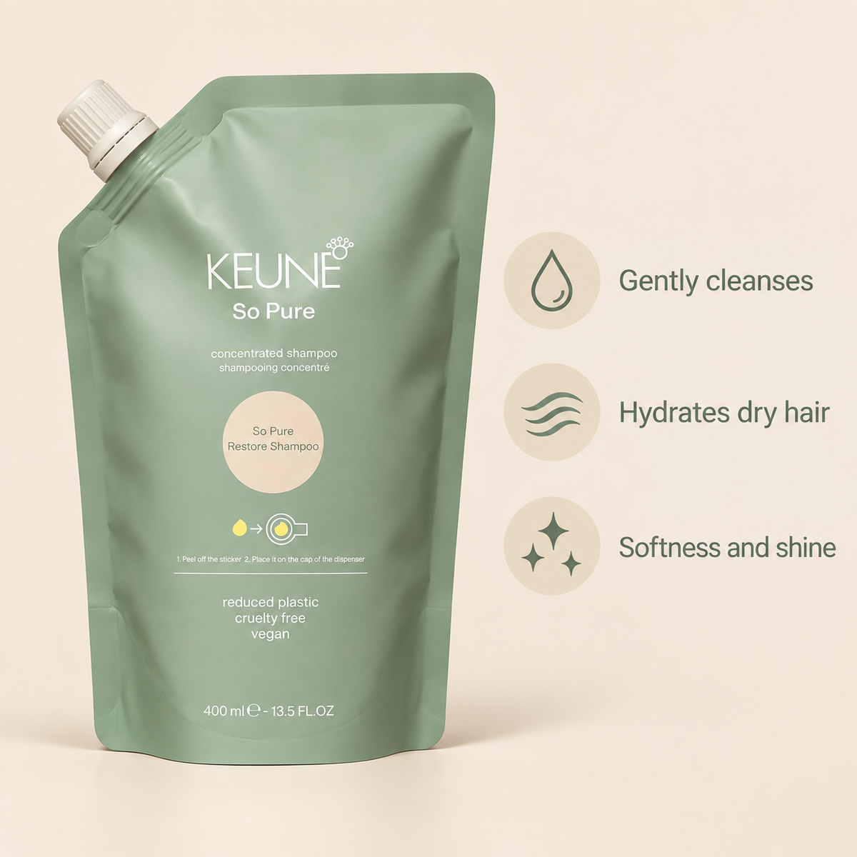 Keune So Pure Restore Shampoo Refill 400ml — product benefits