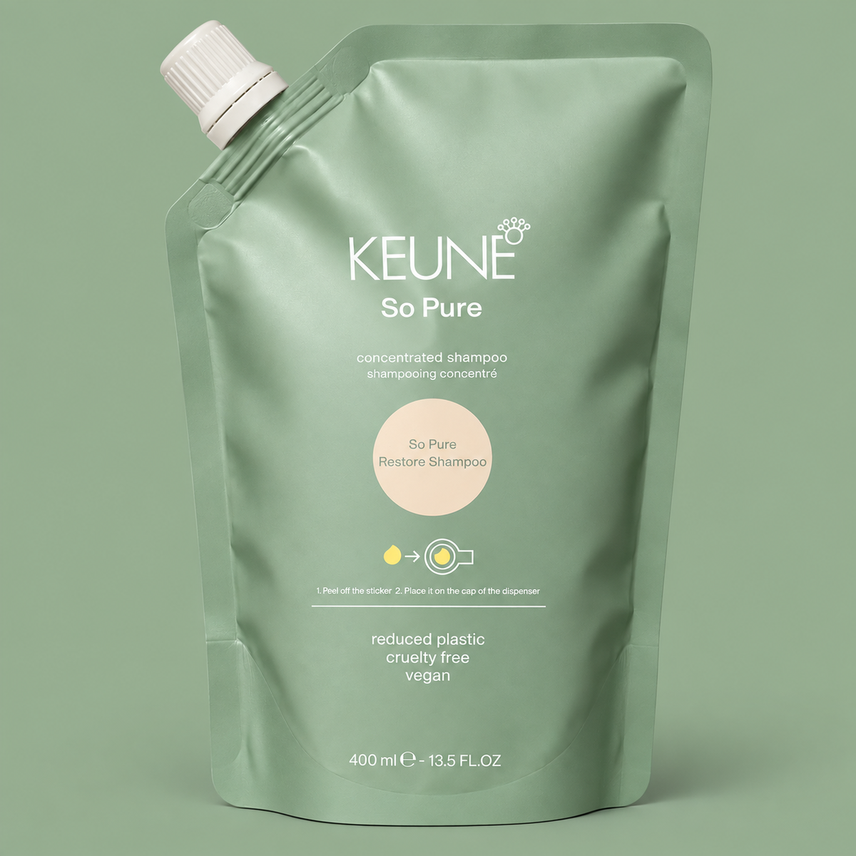 Keune So Pure Restore Shampoo Refill 400ml — close-up product detail
