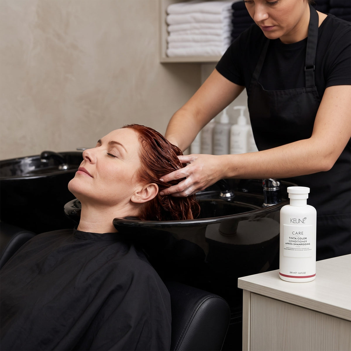 Keune Tinta Color Conditioner in use