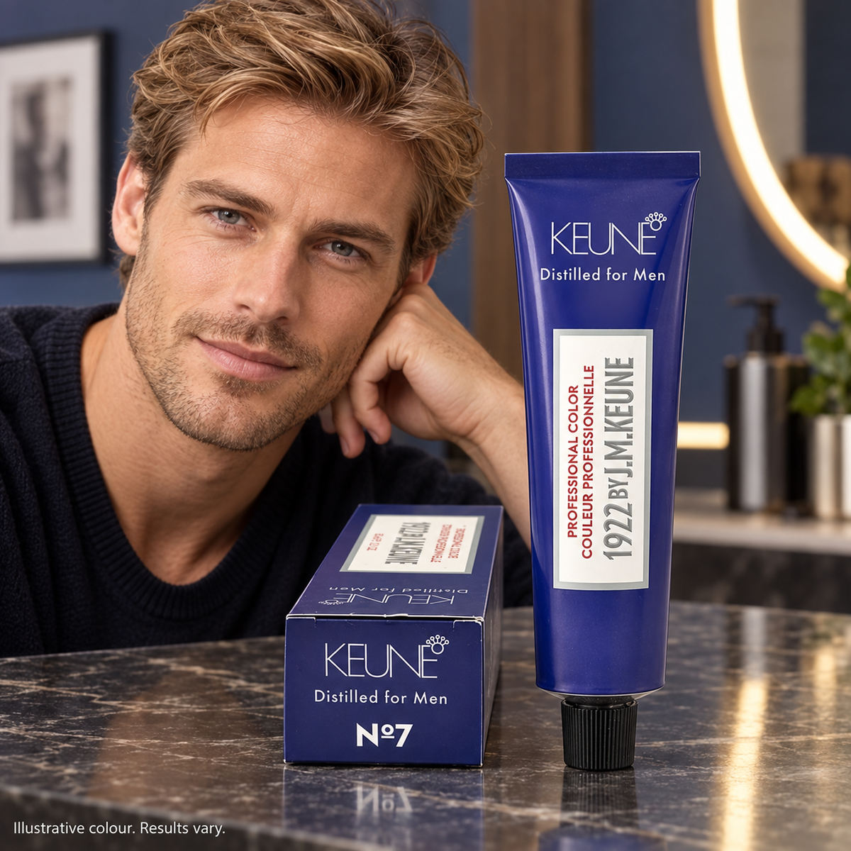 Keune 1922 Color 7 Medium Blonde 60ml — model and salon context