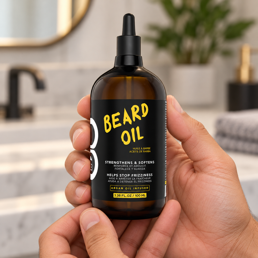 L3VEL3 Beard Oil 100ml capped dropper bottle held upright