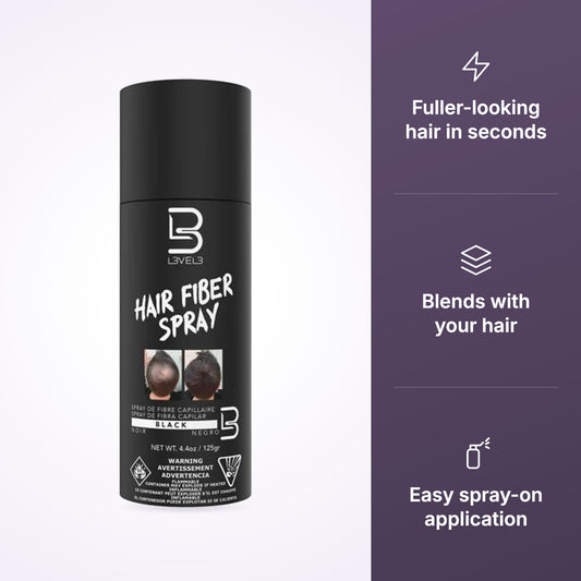 L3VEL3 Black Hair Fibre Spray 125g