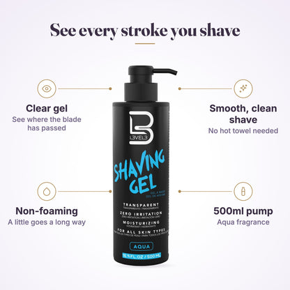 L3VEL3 Shaving Gel AQUA 500ml