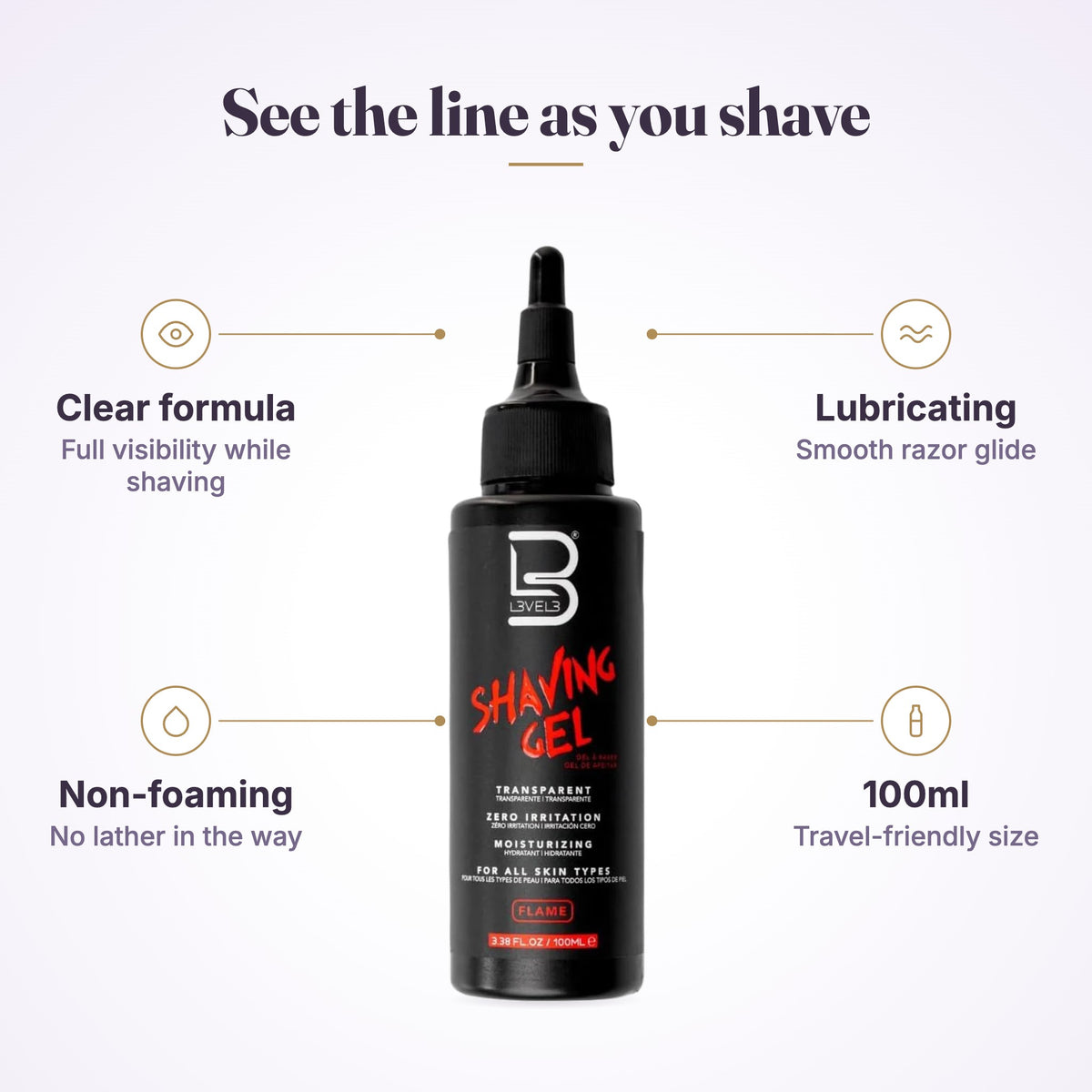 L3VEL3 Transparent Shaving Gel Flame 100ml, view 5