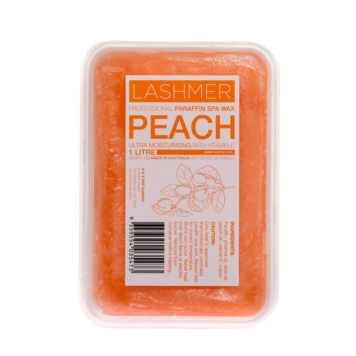 Lashmer Paraffin Wax 1L – Peach product packaging