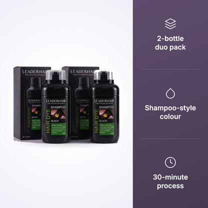 LEADERHAIR Instant Hair Dye Shampoo Duo Pack