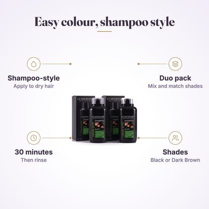LEADERHAIR Instant Hair Dye Shampoo Duo Pack