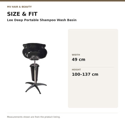 Lee Deep Portable Shampoo Wash Basin dimensions: Width: 49 cm; Height: 100–137 cm