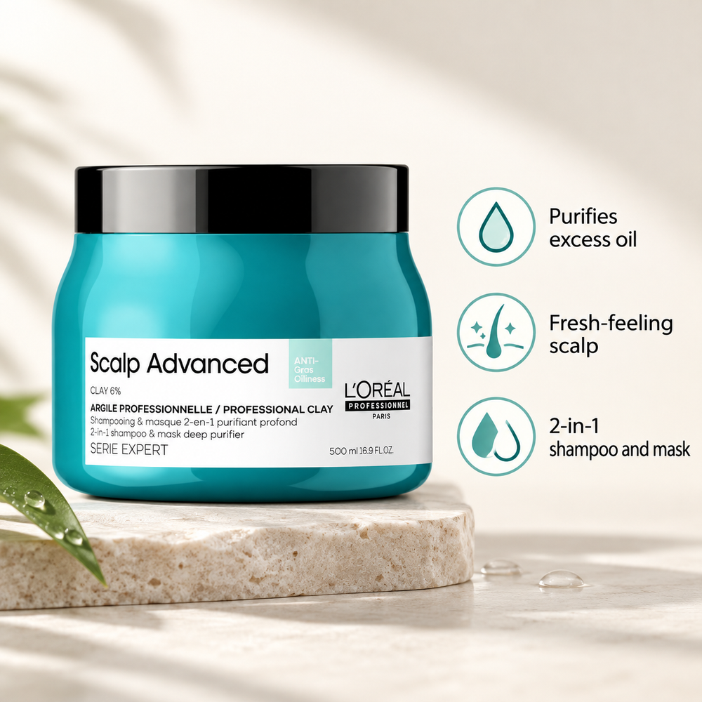 L'Oreal Serie Expert Scalp Advanced Anti Oiliness Mask 500ml — product benefits