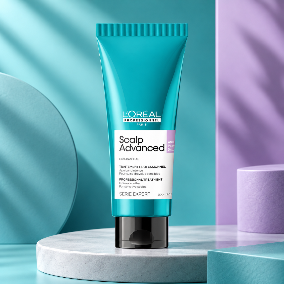 L’Oréal Scalp Advanced Anti-Discomfort Treatment 200ml — studio product photograph
