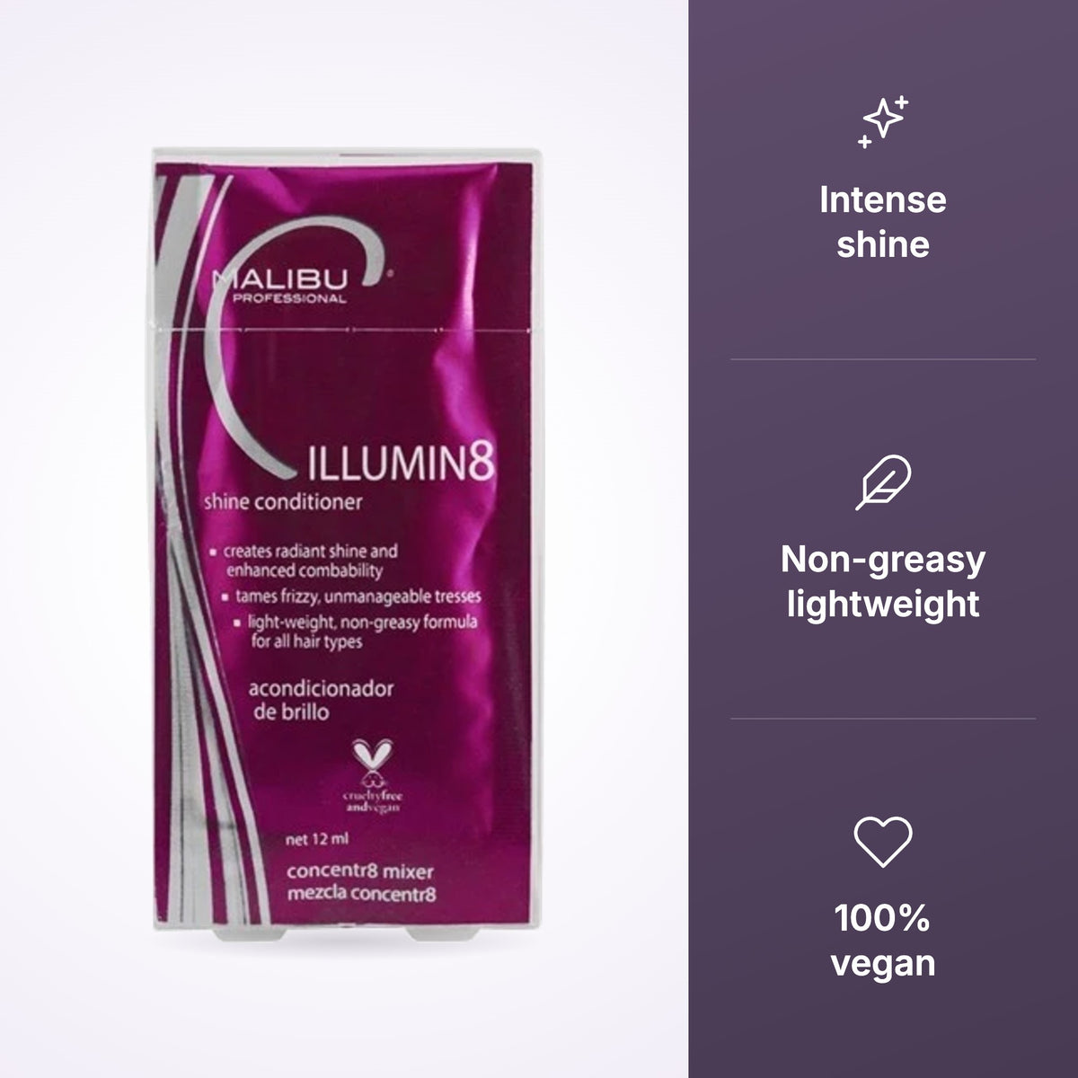 Malibu C Illumin8 Shine Conditioner 12ml sachet, view 3