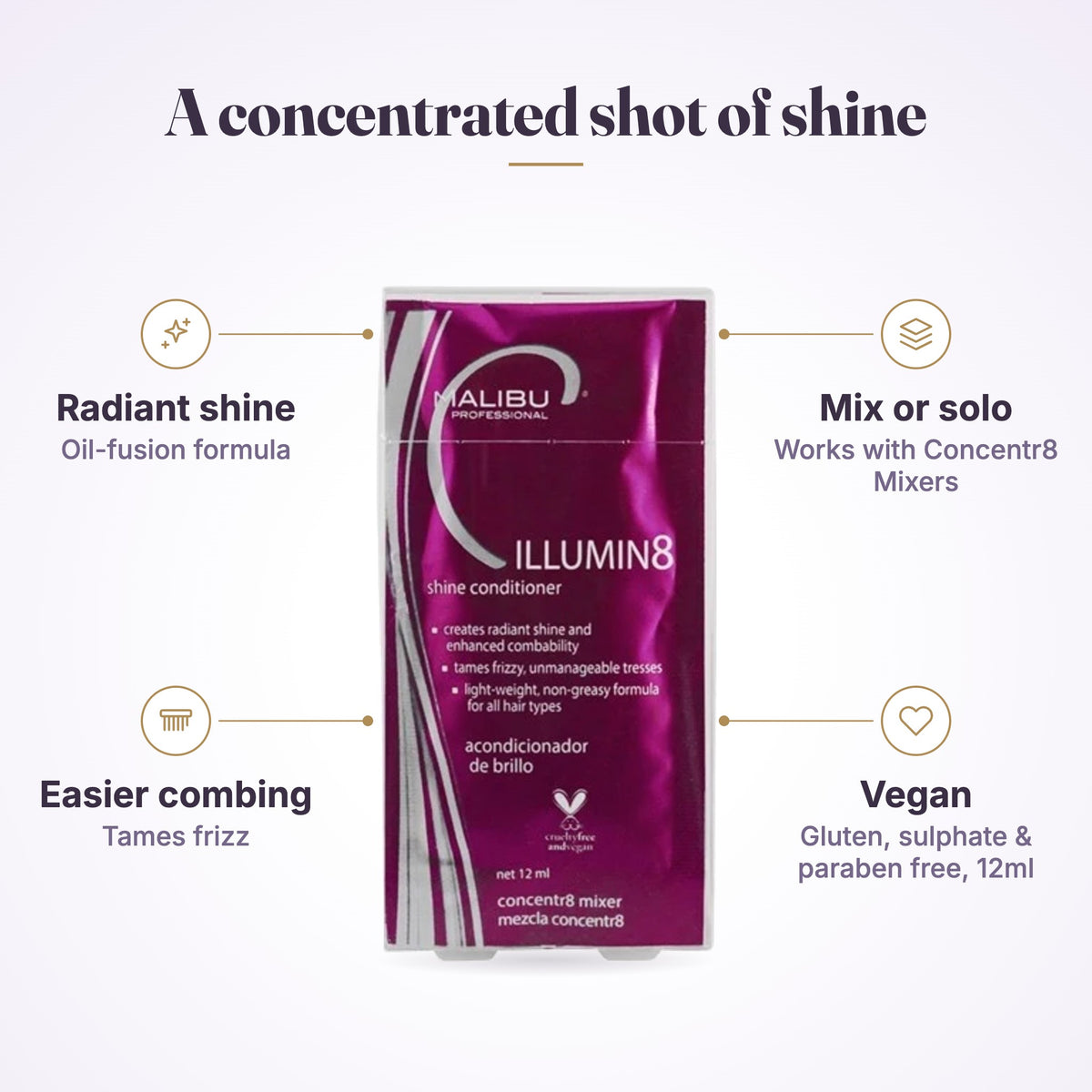 Malibu C Illumin8 Shine Conditioner 12ml sachet, view 5