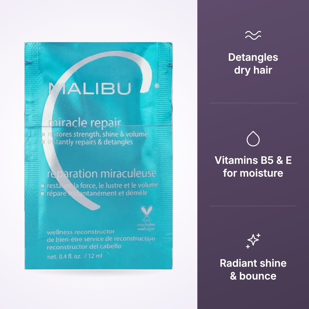 Malibu C Miracle Repair Treatment 12ml sachet, view 3