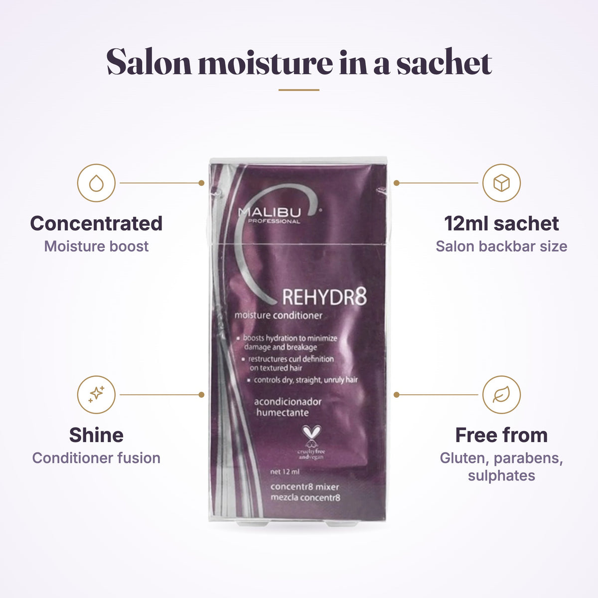 Malibu C Rehydr8 Fusion Conditioner Sachet 12ml, view 5