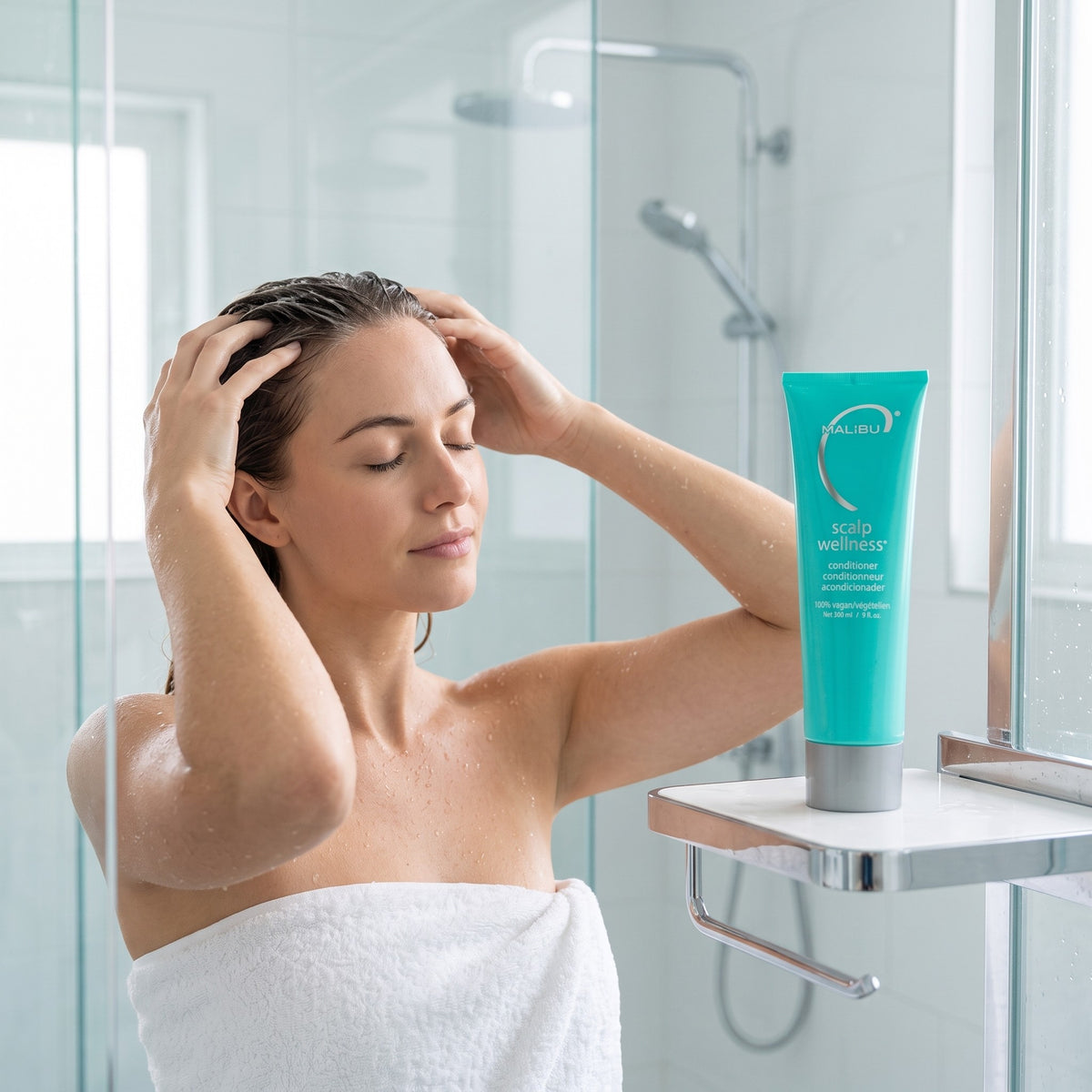 Malibu C Scalp Wellness Conditioner in use