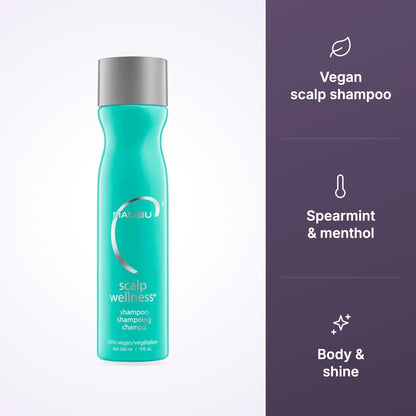 Malibu C Scalp Wellness Shampoo key benefits infographic