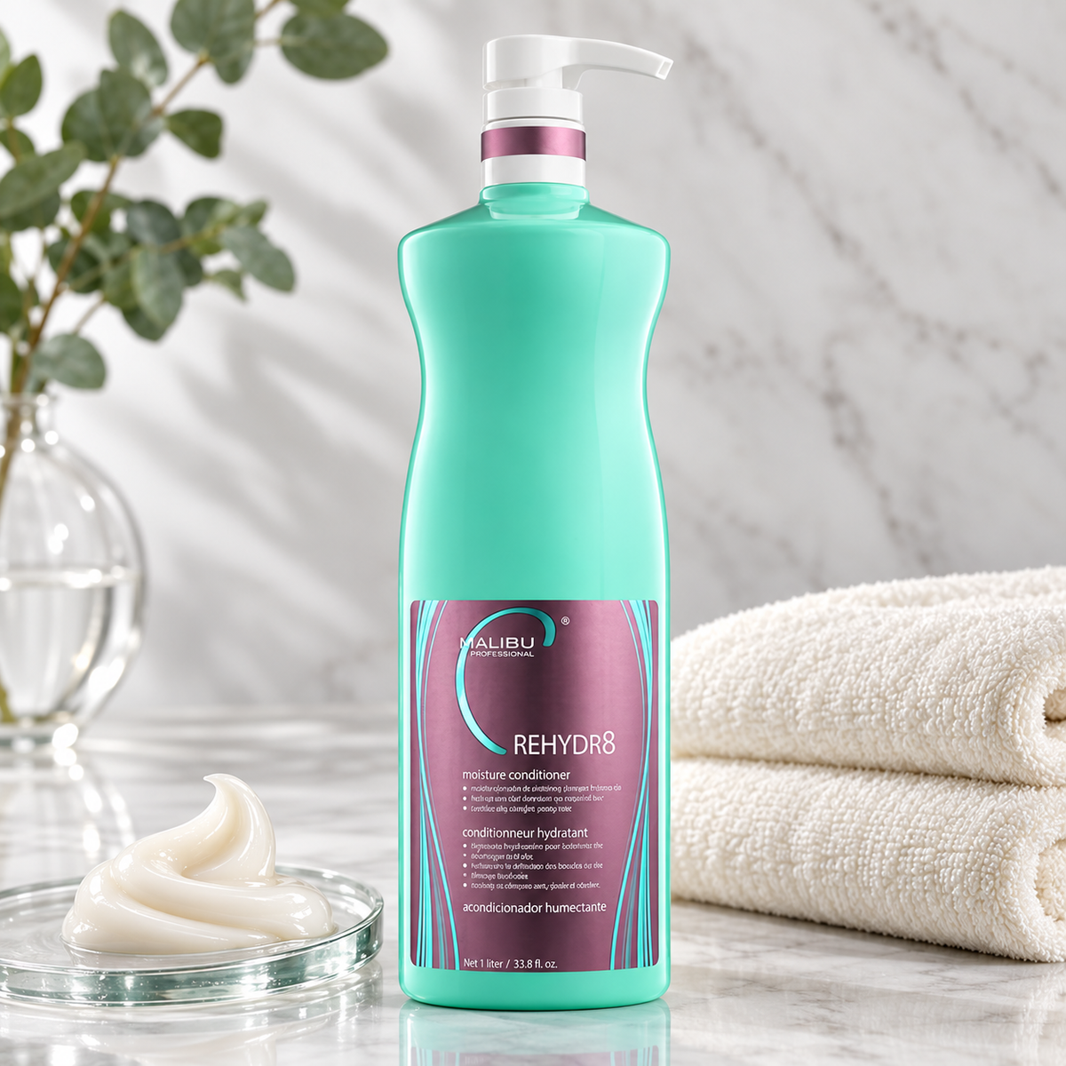 Malibu C Rehydrate8 Moisture Conditioner 1L — close-up product detail