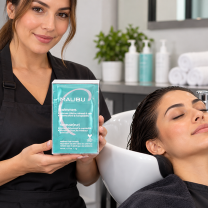 Malibu C Swimmers Hair Treatment 12pc — model and salon context