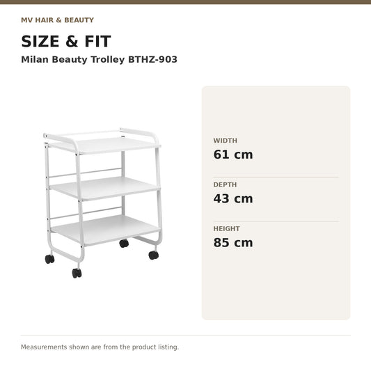 Milan Beauty Trolley BTHZ-903 dimensions: Width: 61 cm; Depth: 43 cm; Height: 85 cm