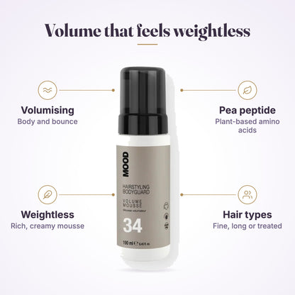 MOOD 34 Volume Mousse 200ml features infographic