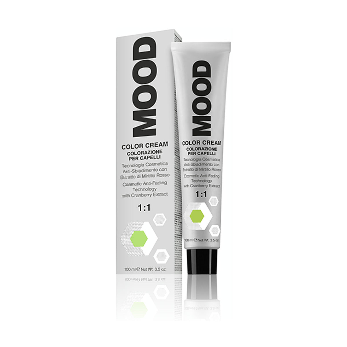 MOOD Color Cream 100ml professional permanent hair colour tube and carton