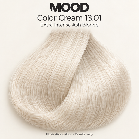 MOOD Color Cream 13.01 Extra Intense Ash Blonde 100ml — illustrative hair colour swatch; results vary