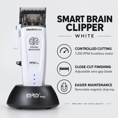 MRD Pro Smart Brain Cordless Clipper – White – key benefits and features