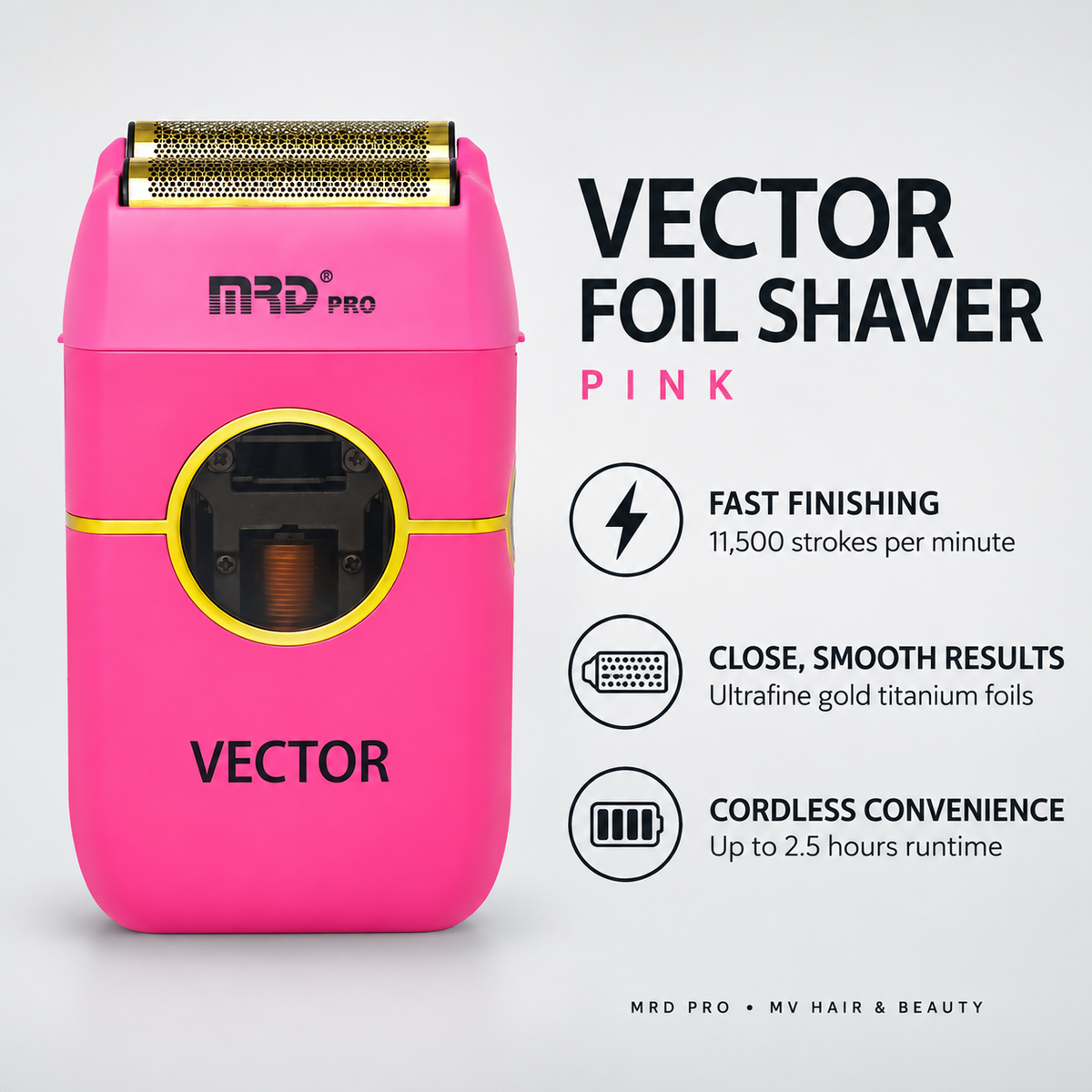 MRD Pro Vector Foil Shaver – Pink – key benefits and features