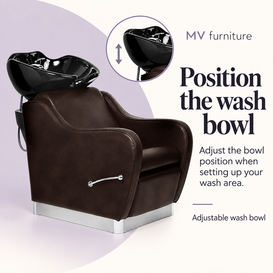 Chelsea Hair Washing Basin Mocha Brown - YA58 — Position the wash bowl. Adjustable wash bowl.