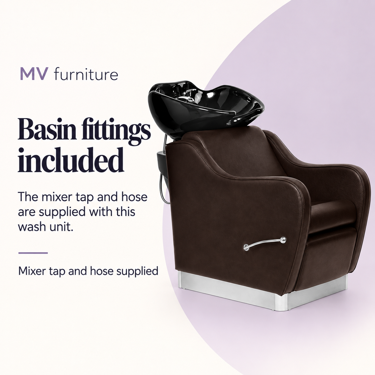 Chelsea Hair Washing Basin Mocha Brown - YA58 — Basin fittings included. Mixer tap and hose supplied.