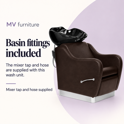 Chelsea Hair Washing Basin Mocha Brown - YA58 — Basin fittings included. Mixer tap and hose supplied.