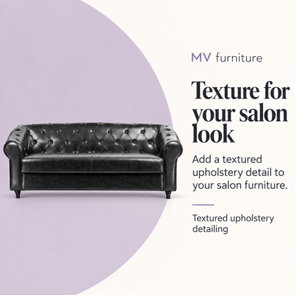 Vito Waiting Lounge Chair (Shine Black - YA79) W17 — Texture for your salon look. Textured upholstery detailing.