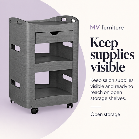 Carmen Beauty Trolley HZ989 Gray — Keep supplies visible. Open storage.
