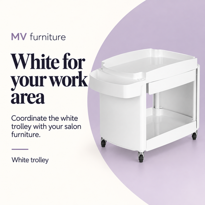 Isla Trolley HZ978D White — White for your work area. Coordinate the white trolley with your salon furniture.