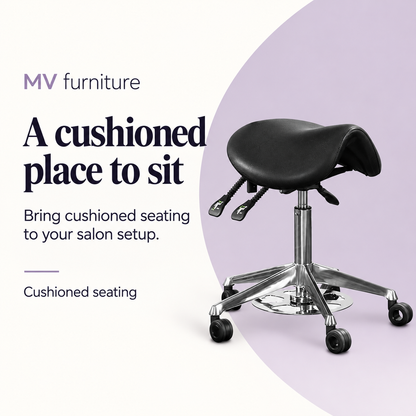 Yates Saddle Stool 6010F — A cushioned place to sit. Cushioned seating.