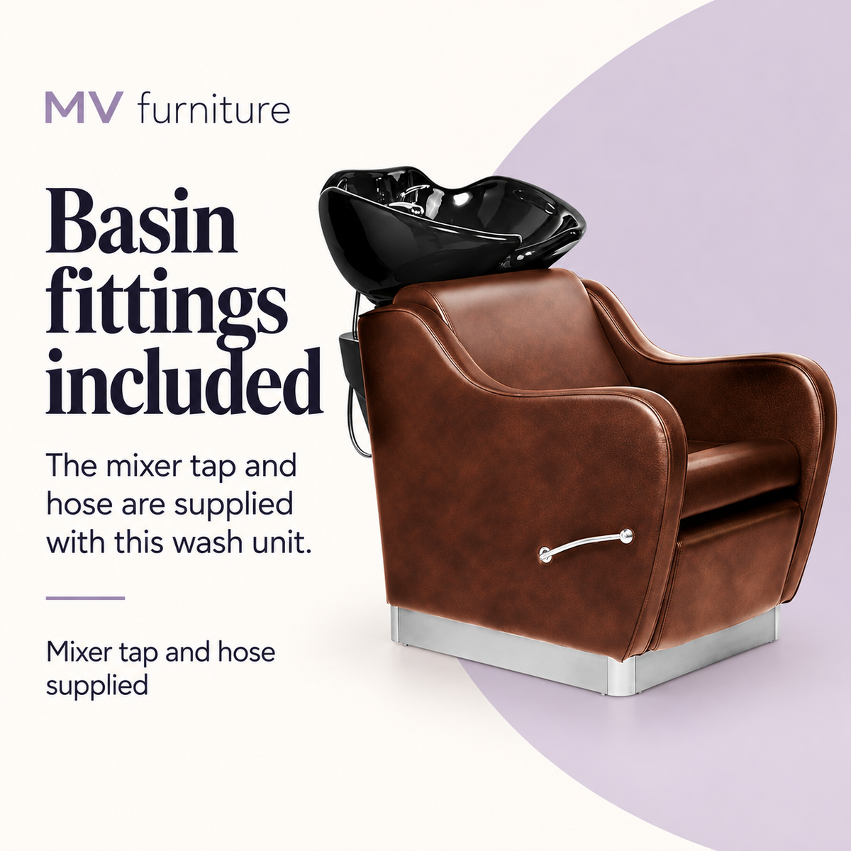 Chelsea Hair Washing Basin Shine Brown - YA74 — Basin fittings included. Mixer tap and hose supplied.