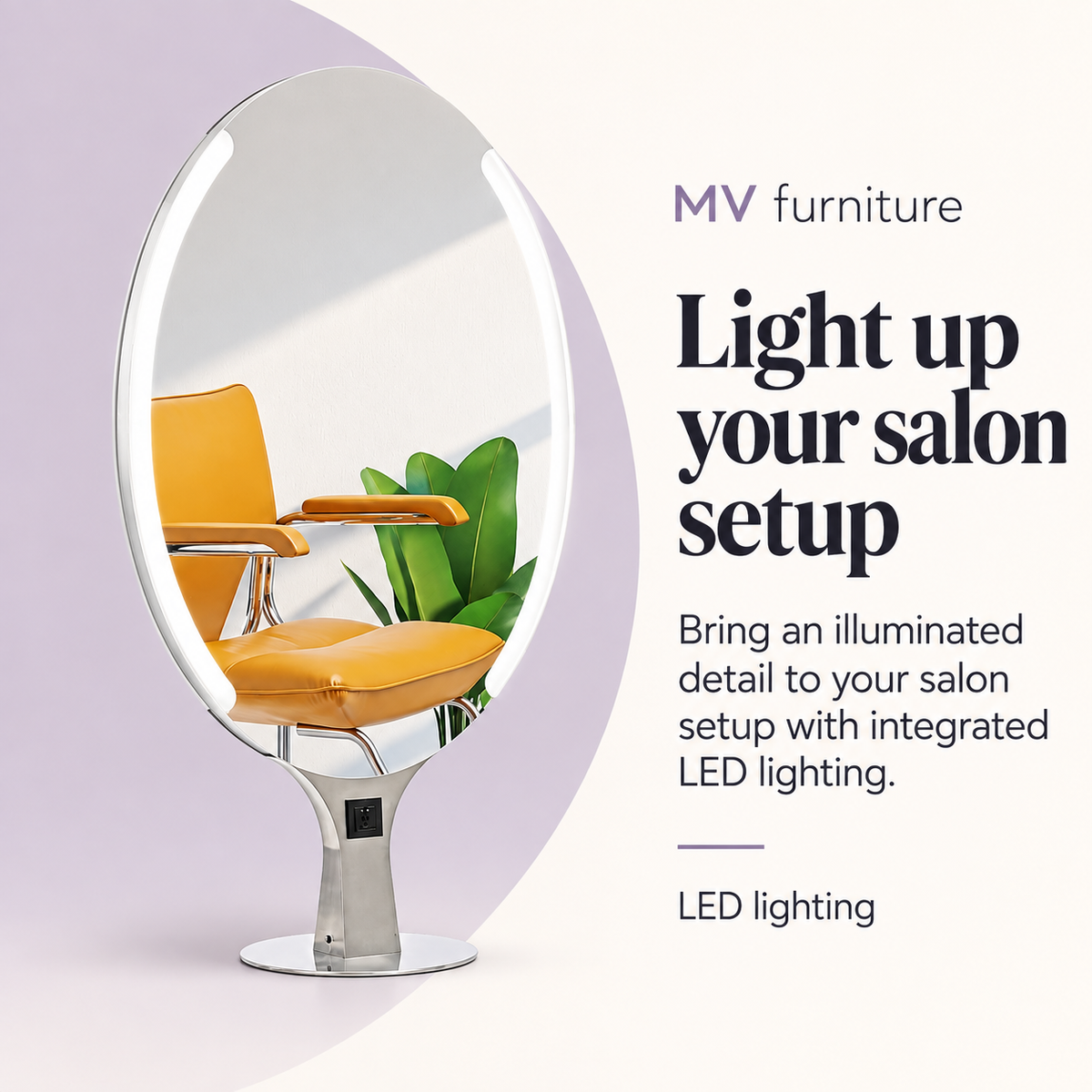 Merida Double-sided Light-up Mirror Station B099 — Light up your salon setup. LED lighting.