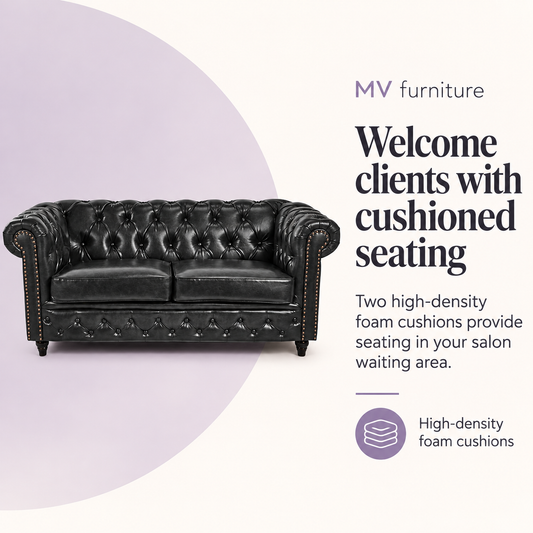 Dock Waiting Sofa Chair Black — Welcome clients with cushioned seating. High-density foam cushions.