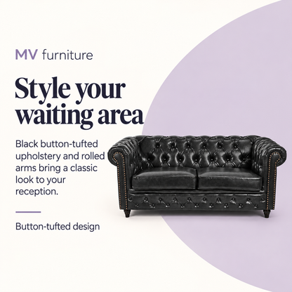 Dock Waiting Sofa Chair Black — Style your waiting area. Button-tufted design.
