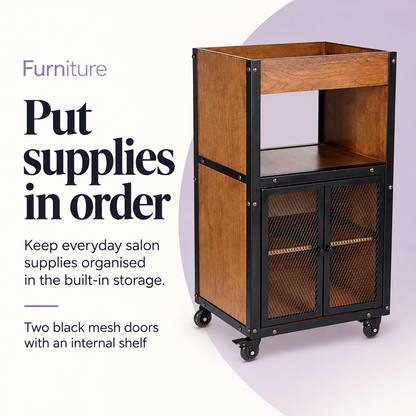 Alan Hair Trolley — Put supplies in order. Keep everyday salon supplies organised in the built-in storage.