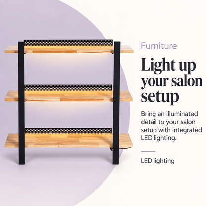 Holly LED Light Display Shelf Stand — Light up your salon setup. LED lighting.