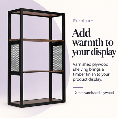 Wally Display Stand — Add warmth to your display. 12 mm varnished plywood.