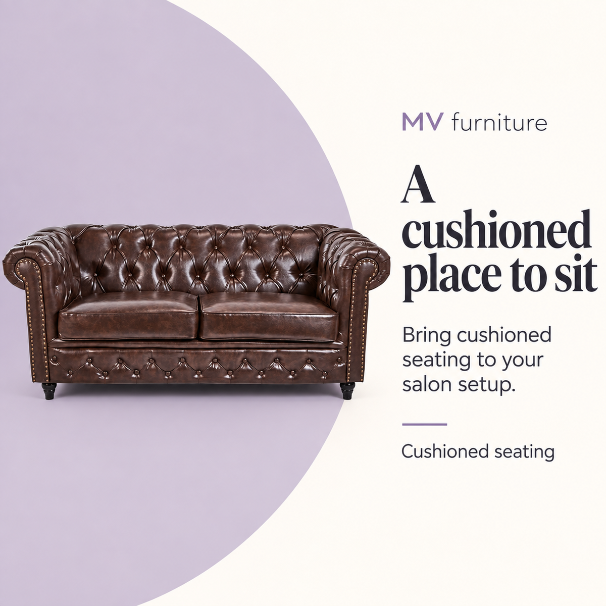Dock Waiting Sofa Chair Brown — A cushioned place to sit. Cushioned seating.